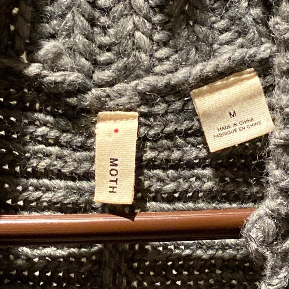 Anthropologie Moth gray longline open cardigan sweater size medium - Picture 6 of 11